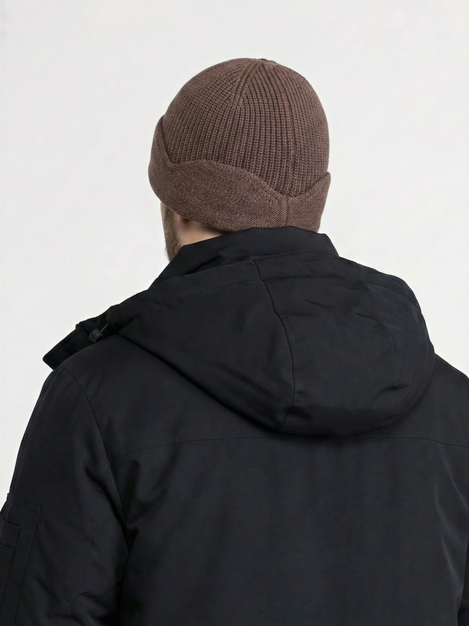 Шапка-бини из смесовой вискозы двойная с отворотом в ассортименте